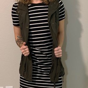 Black and white striped dress